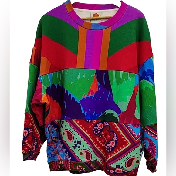 Farm Rio mixed red print sweatshirt large new with tag - Picture 3 of 4